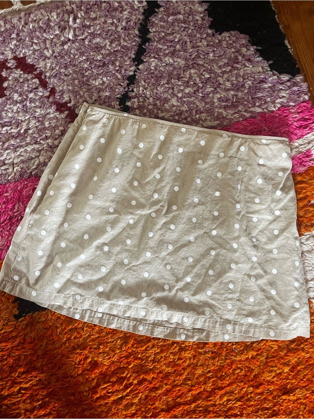 Old Navy Beige A-Line Skirt with White Polka Dots